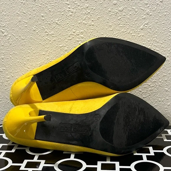 HOT TOMATO CAYENNE Canary Yellow Suede Stiletto Heels Size 7.5W EUC - Picture 9 of 9